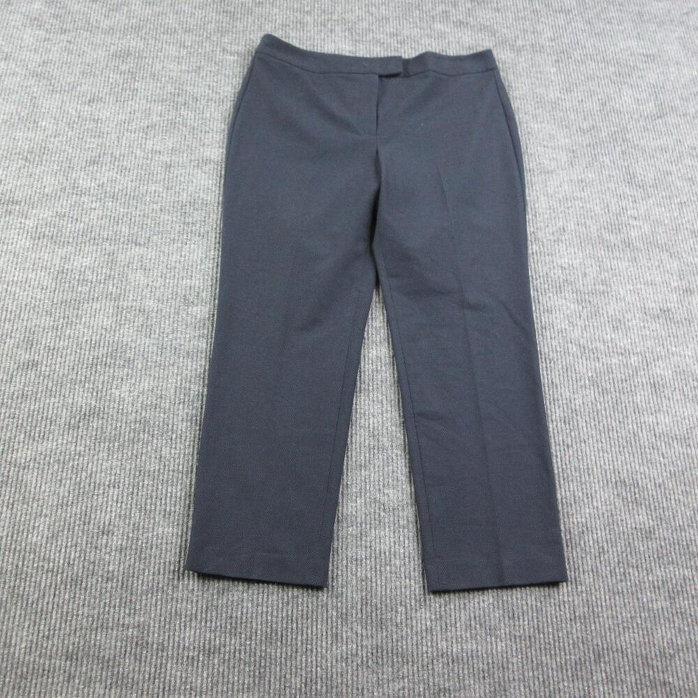 Talbots Pants Womens 12P Blue Ponte Slim Zip Front Straight Stretch 34x28*